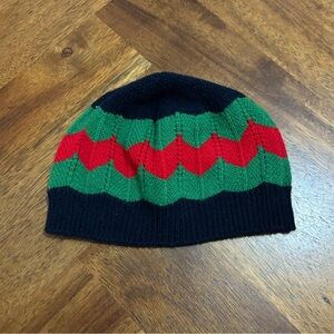 Gucci Baby Red and Green Wool Beanie Hat Size Small